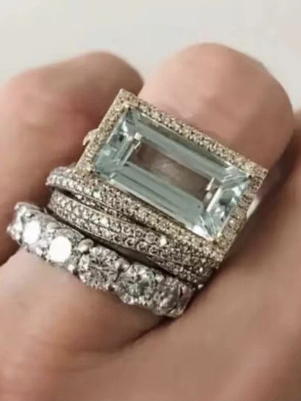 🩵🩶BACK IN STOCK🩵🩶 GORGEOUS!! 3PC AQUAMARINE CZ Rings In SILVER Plating